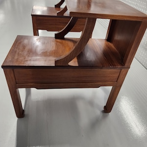 Pair of George Zee Hong Kong ming styles step end table night stand single draw nature finish Rosewood