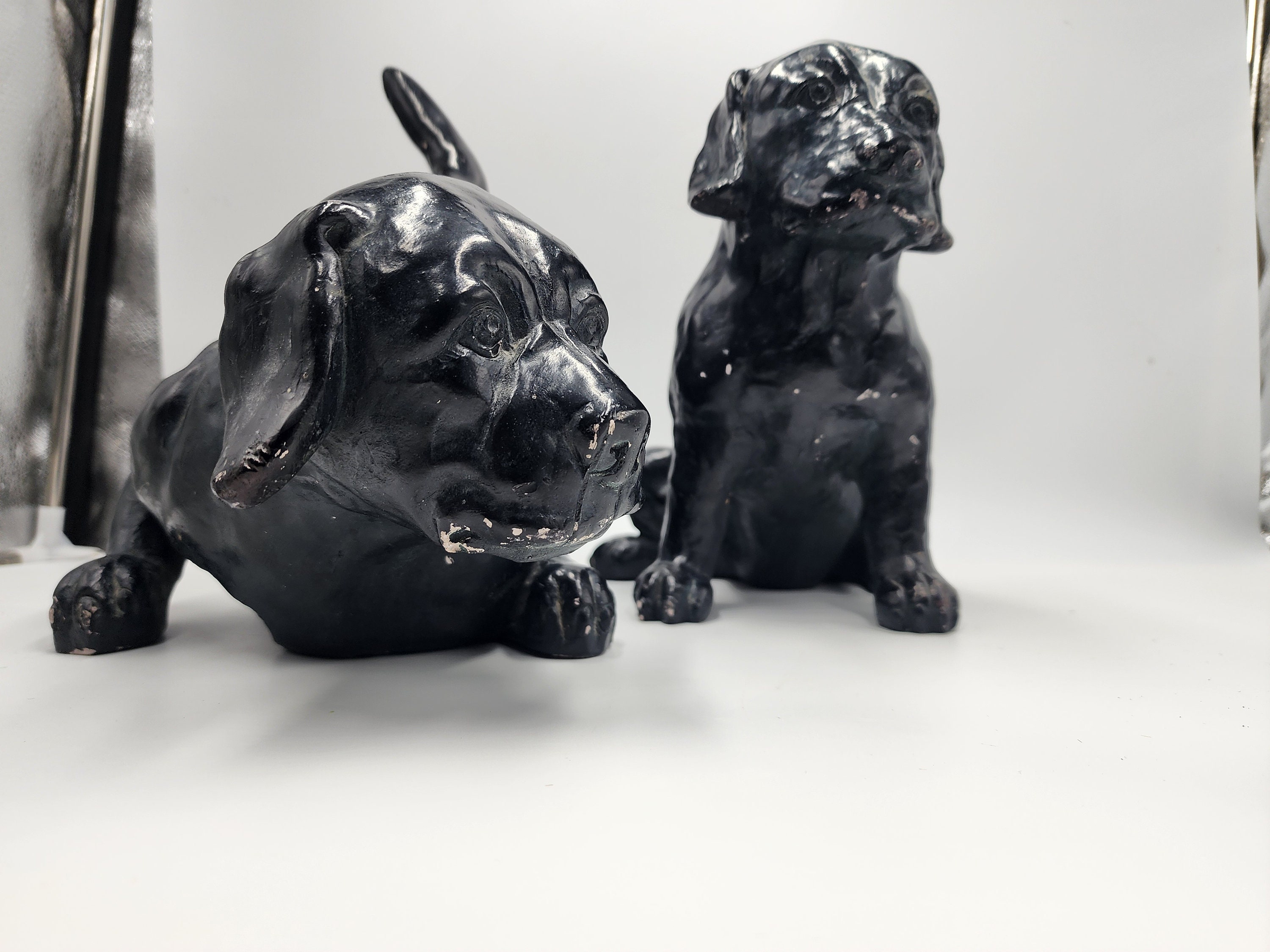 Pair of Vintage Austin Productions Sculpture Dog Durastone