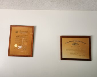Abogado vintage certificado de la corte suprema de EE.UU. Placa de pared suprema de Nueva York que cuelga 22x18 y 22.75x 18.5" accesorio de película