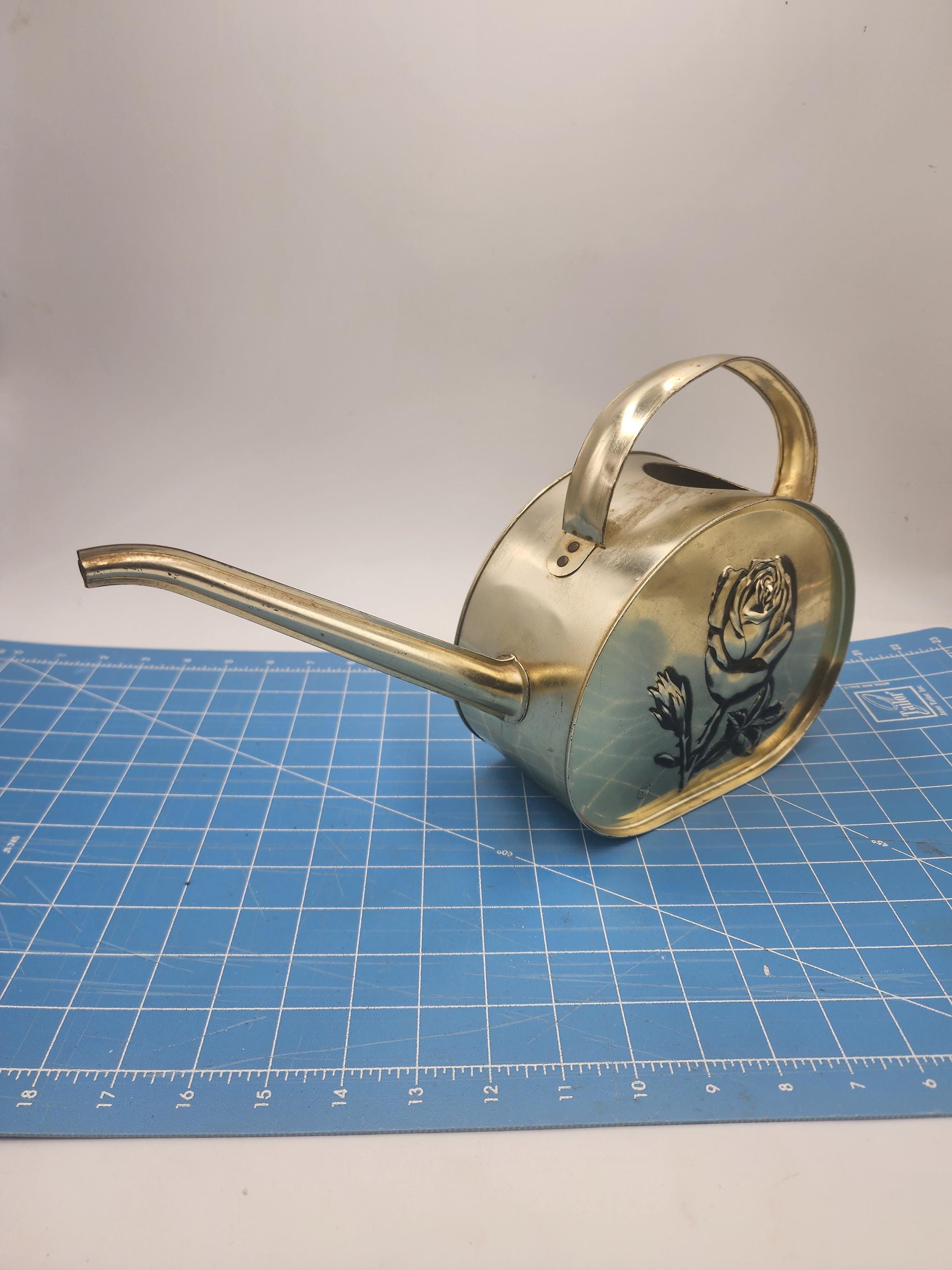 Vintage Style J Chein USA Tin Watering Can Rose Farmhouse Cottage