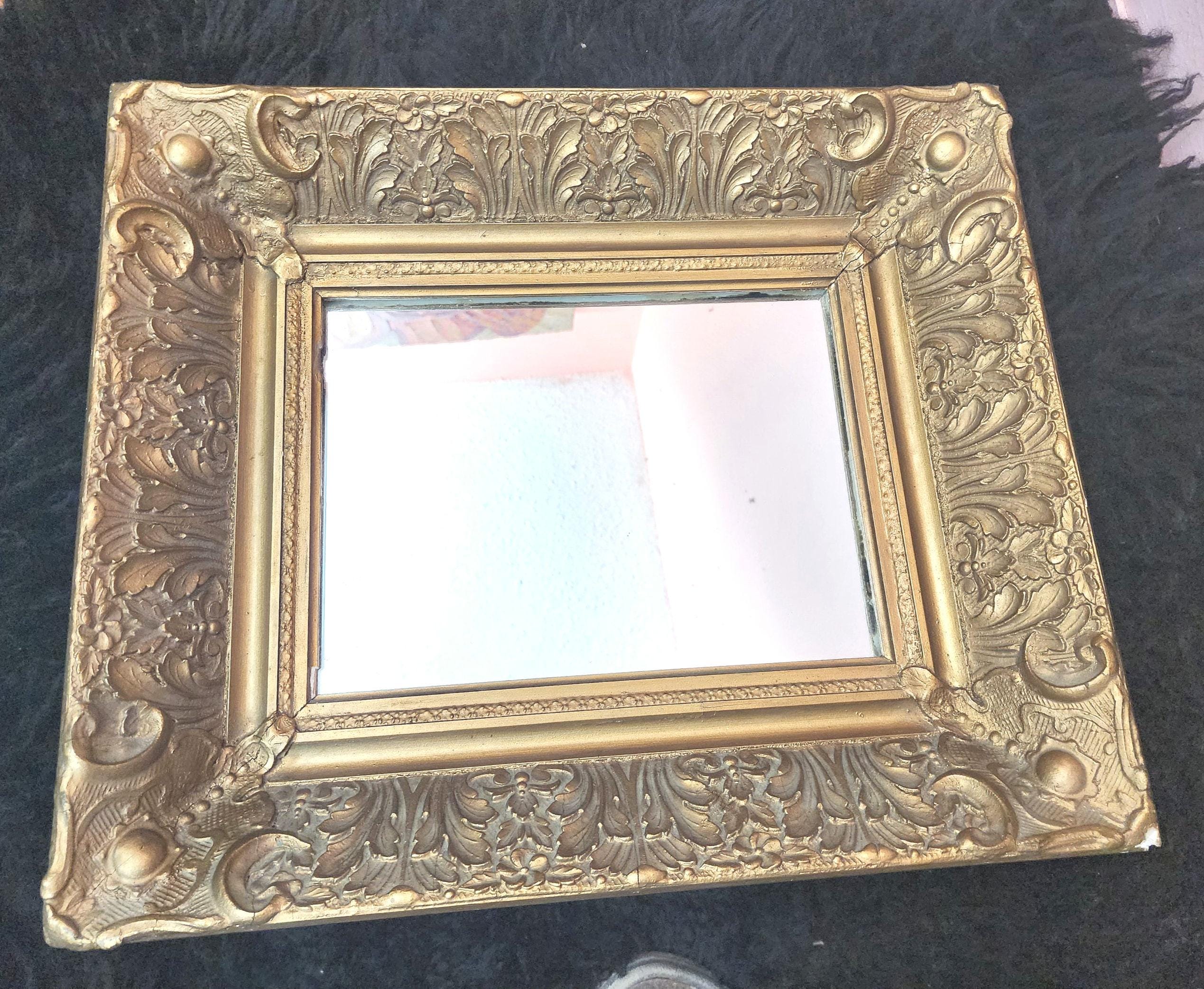 アンティーク ミュージアム フレーム ミラー 木製 石膏 ゴールド 19