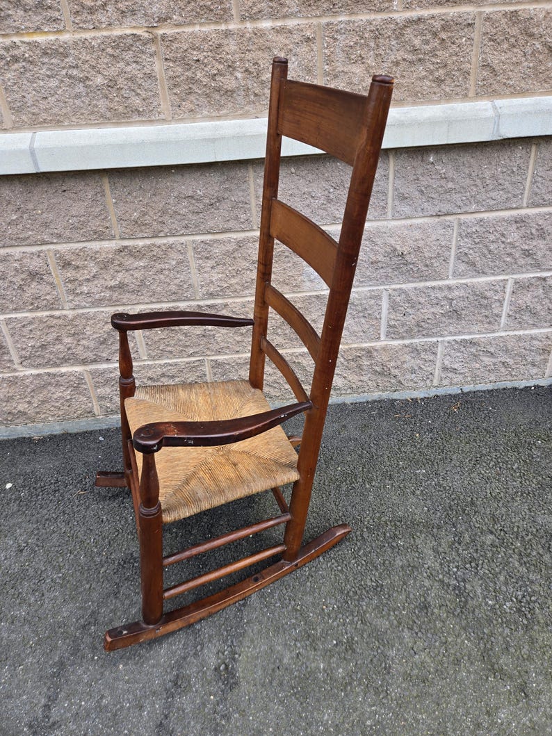 Convert Chair To Rocker Antique Early American Shaker Ladder-back Chair Rocking Conversion ...