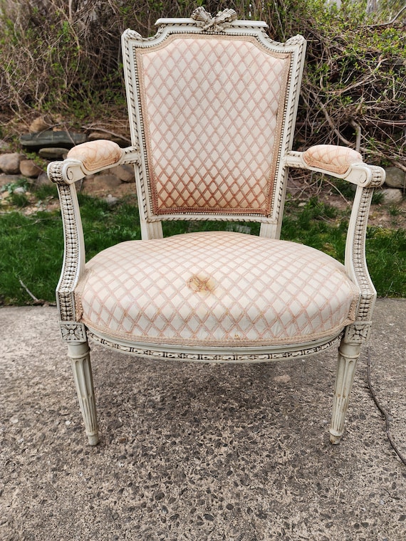 Antique Louis Xvl Pirod Style Neoclassical Arm Chair Horse Hair