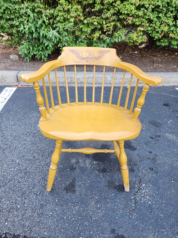 Hitchcock Furniture 20thc New England Captain Chair Painting American Eagle Yellow Etsy