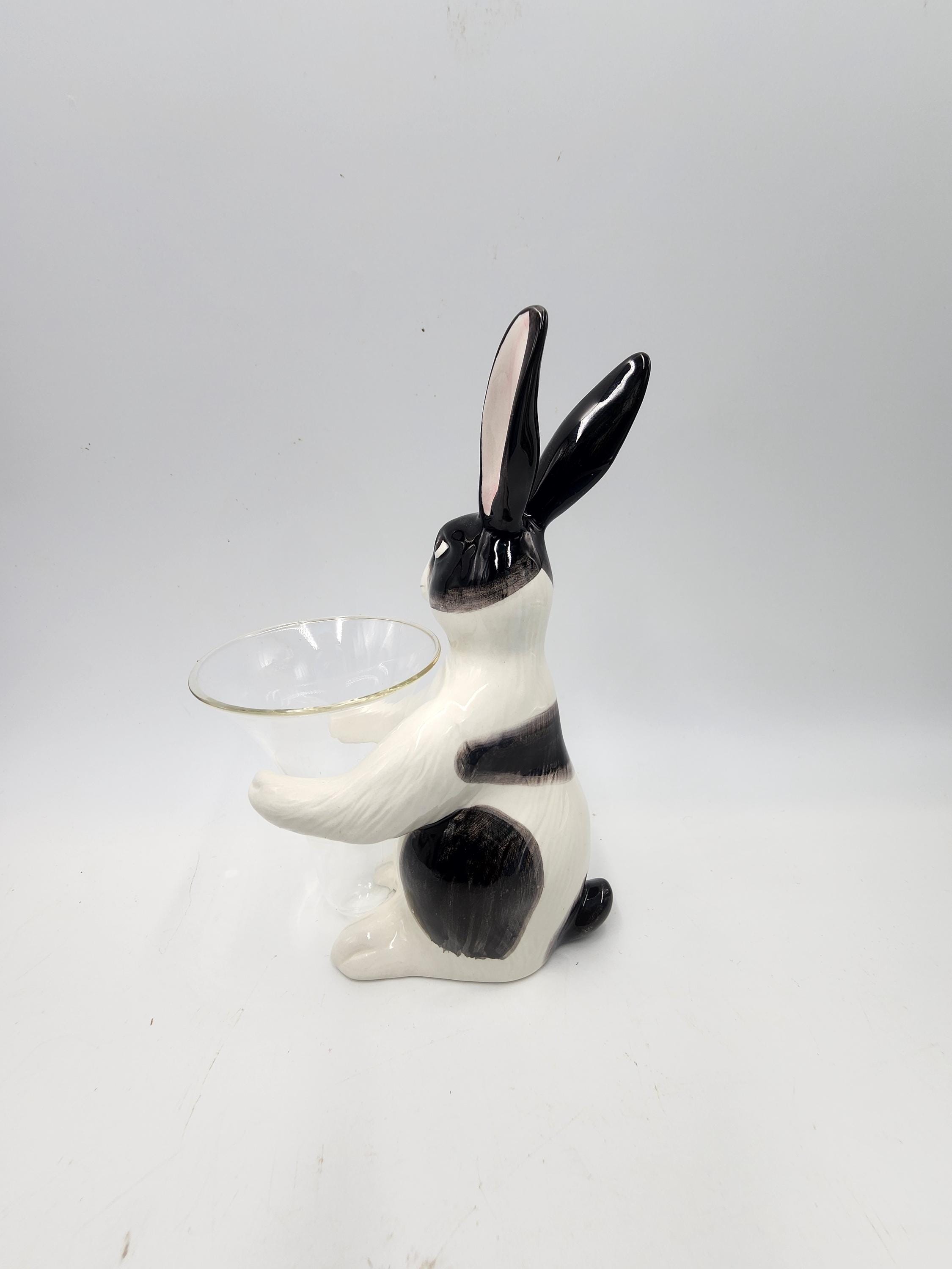 Fitz And Floyd Keramik Hase Dekofigur - Sitzender Wiesenhase Mit Blumen & Vogel, 25,4 Cm, Für Frühling & Ostern