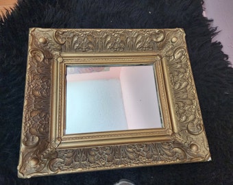 Antique museum frame mirror wood plaster gold 19"x16"x3" picture frames