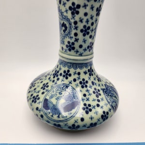 Studio  Japanese pottery blue and white porcelain vase 8 inch tall