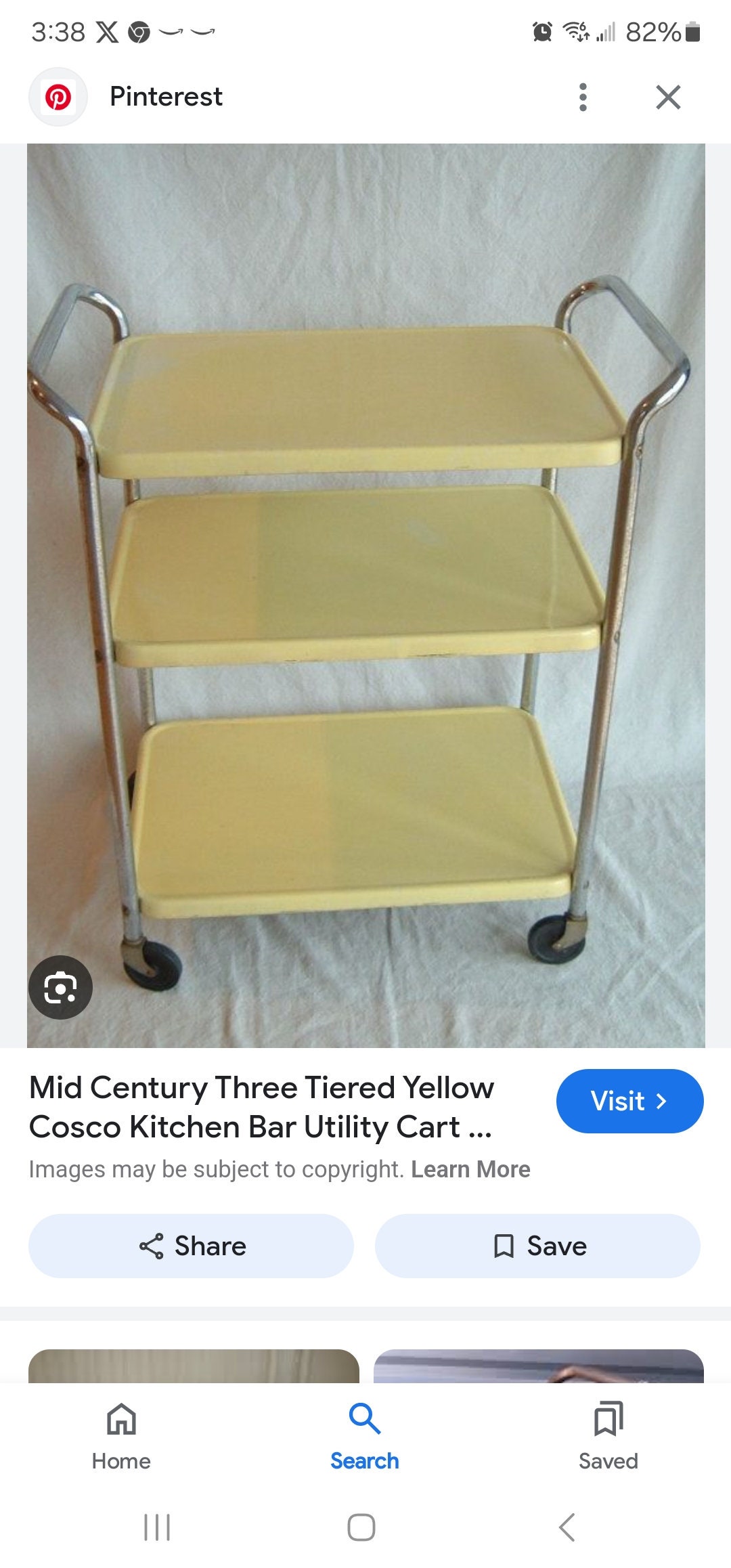 Cosco Mid Century Modern Kitchen Cart Teal Black Bar Cart Three Tier 17 ...