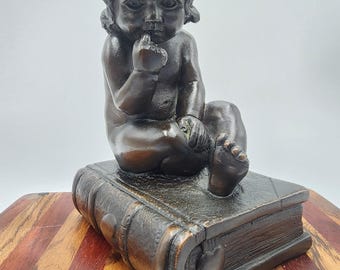 Antique Jennings Bros Brass/Bronze Inkwell With Porcelain Cup