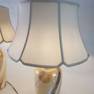 Pair of vintage table lamps faux marble finish ceramic