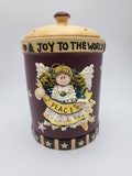 Christmas cookie jar angel red by SS Sarna ceramic holiday cookies jar 8"high x 5.5"diameter
