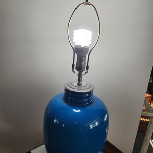 Keramik made in Belgium ceramic blue table lamp #1144 29&quot;tall 10&quot;diameter
