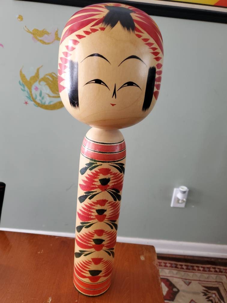 Vintage Japan Doll Wood Sign Large Big Head Kokeshi Japanese Dolls