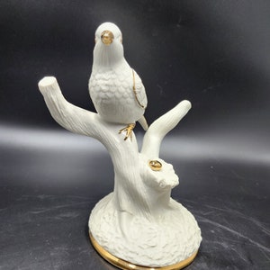 FF Fitz and Floyd cream and gold dove figure golden egg tree trunk 7&quot;tall base3.5&quot;