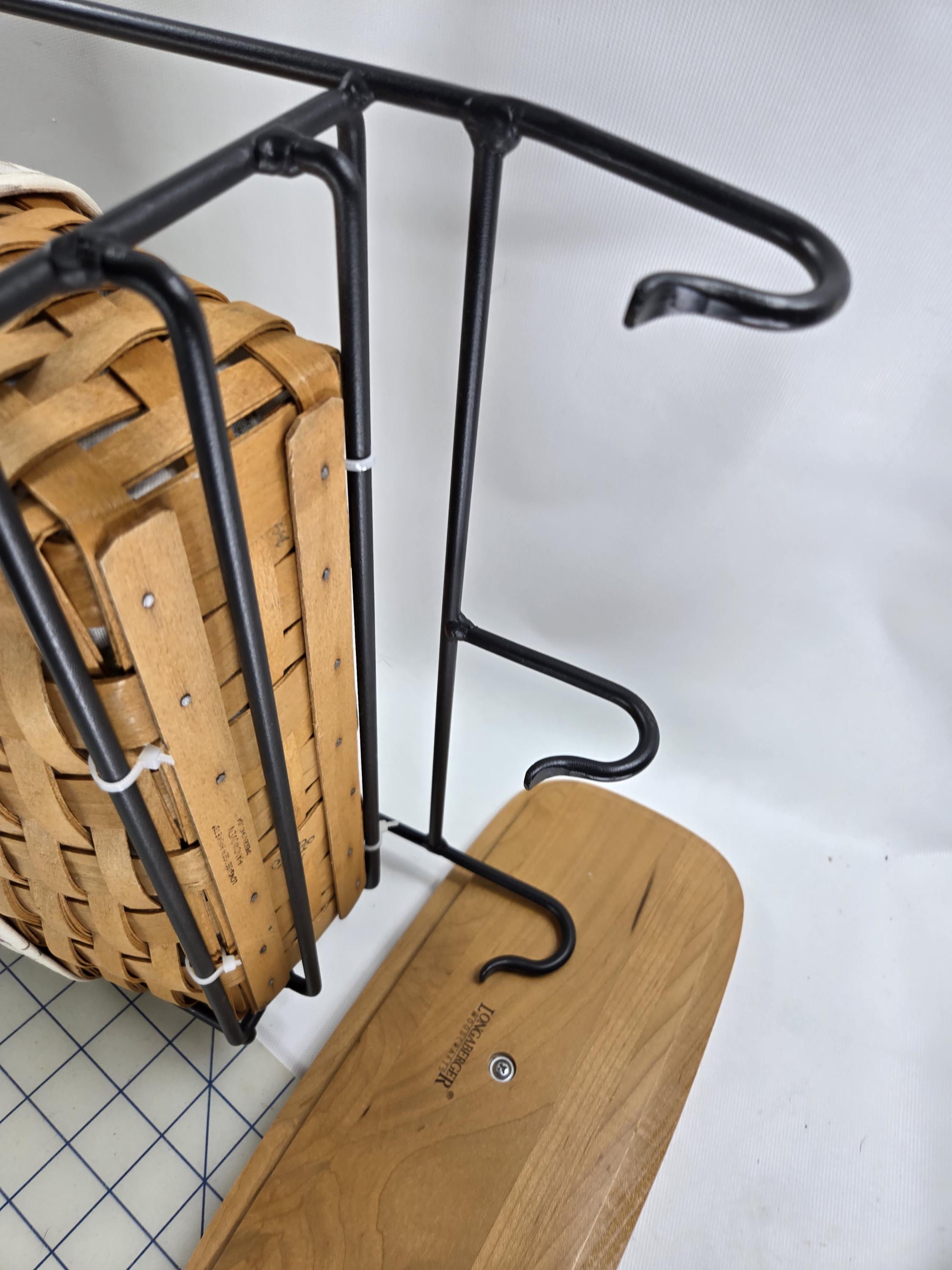 Longaberger Wrought Iron Envelope Basket Wall 2 Shelf Rack 3 Hooks ...