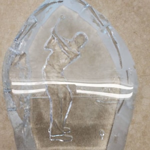 Vintage NyBro Sweden golfer art glass