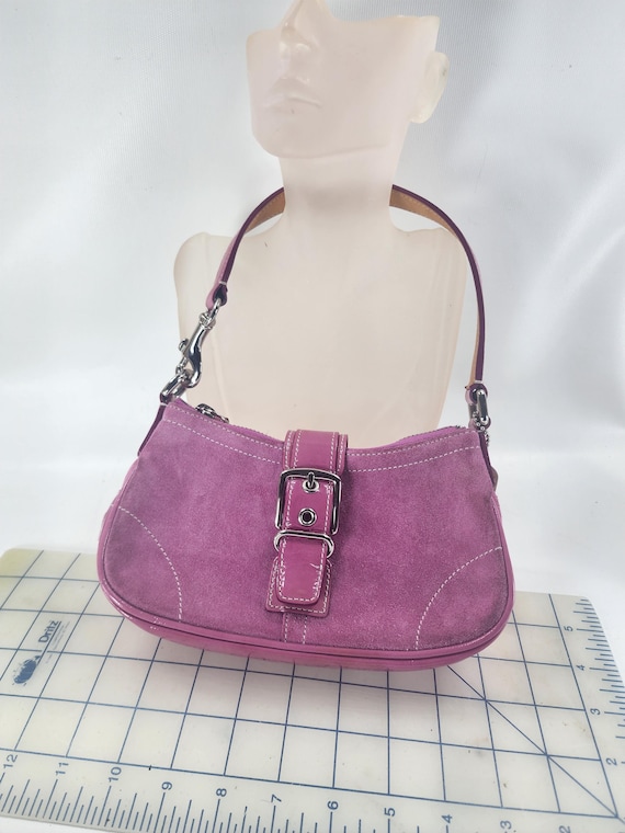 Coach ,no K0409761 Vintage Hot Pink Suede Handbag Brown