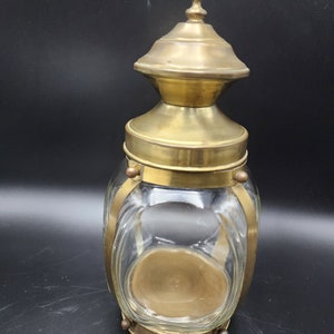 Hazel Atlas brass glass lantern jar canister large  jar 12&quot;H x5&quot;x5&quot; sq