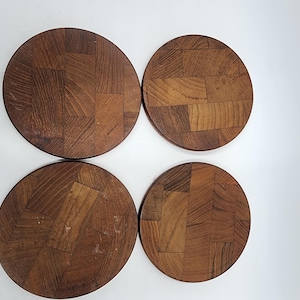 Vintage Dansk Teak Coasters Set of 4 Jens Quistgaard 1960s Danish Modern Barware