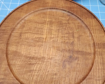 Mid-century modern lord and Taylor 11 inch  teak plate and two teak and tin  cover glass jar 4 inch tall
