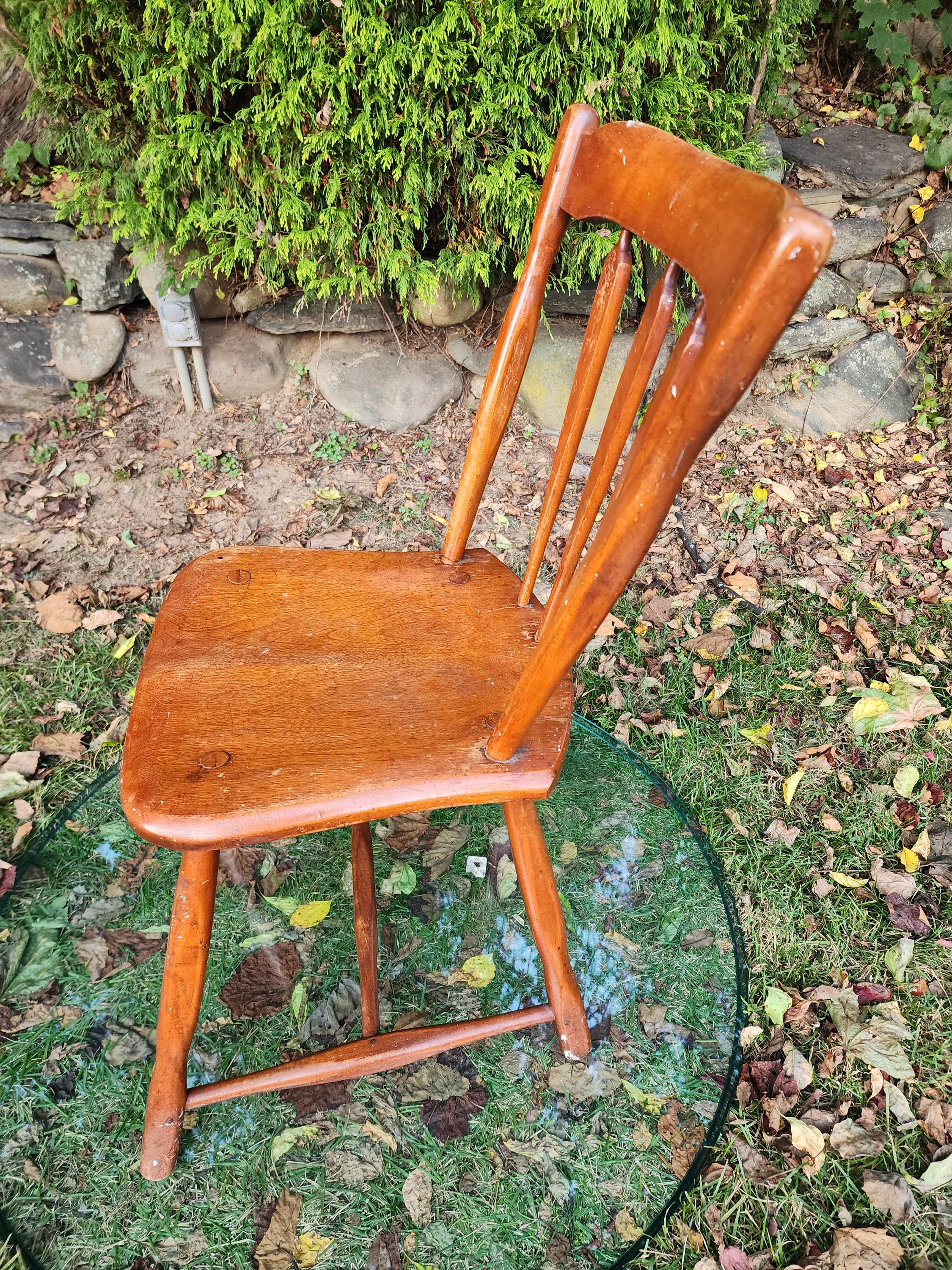 Antique American Arrow Back Chair Dinning Side Pined Top Rail and