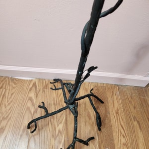 Vintage twig floor wrought-iron candle holders 7 lite candelabra resin flower blossom 45.5 high tree branch root image 7