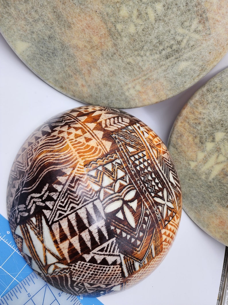 Midcentury Modern Fiberglass Bowl and Tray Hawaii Tiki Tribal Art