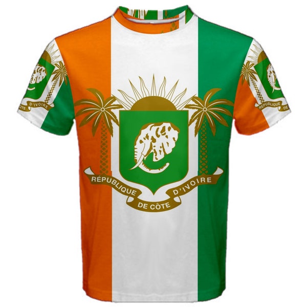 Best New Cote D'ivoire Coat Of Arms flag Sublimated Men's Sport Full print Mesh t-shirt tee size S-4XL