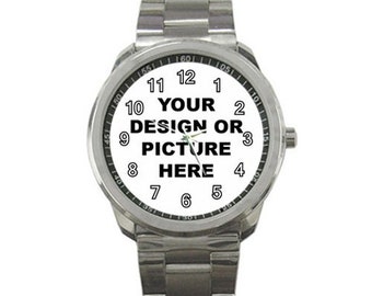 New Personalized Custom Your Logo Design Photo Text Sport Metal Watch FREE Shipping