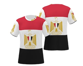 Egypt Flag All-Over Print T-Shirt, Breathable Jersey Fabric, Casual Wear