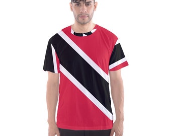 New Trinidad and Tobago Flag Sublimated Men's Sport Full print Mesh t-shirt tee size S-5XL