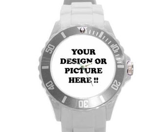 Nouveau personnalisé Personnalisé Logo Design Photo Texte Rond Plastique Sport Watch Grand