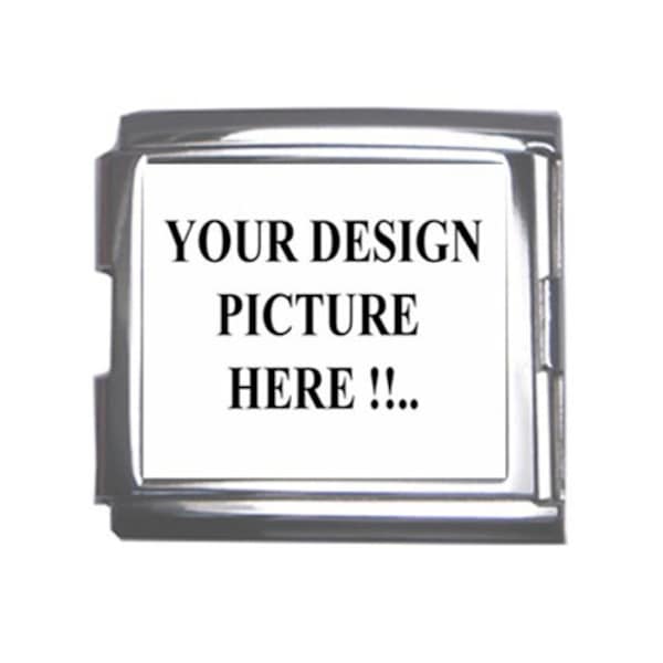 Personalized Custom Your Logo Design Photo Text Mega Link Italian Charm 18mm