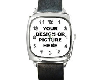 New Personalized Custom Your Logo Design Photo Text Square Metal Watch Free Shipping