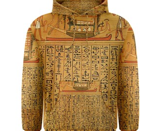 New Egypt Papyrus Hieroglyphics Sublimation Men's Pullover Hoodie Size S-3XL Free Shipping