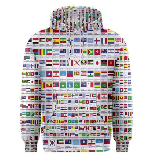 New All Flags of the World Sublimation Men's Pullover Hoodie Size S-3XL Free Shipping