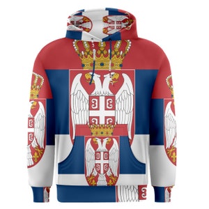 New Serbia Serbian Flag Sublimation Men's Pullover Hoodie Size S-5XL Free Shipping
