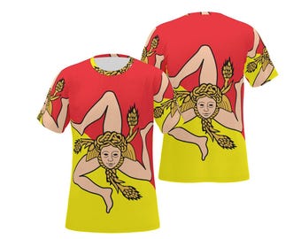 T-shirt homme col rond imprimé drapeau sicilien New Sicily, tailles XS à 6XL