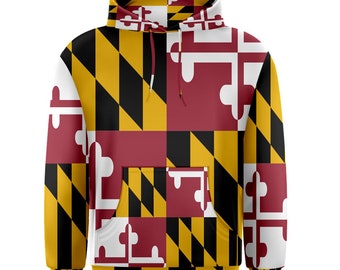 New Maryland State Flag Sublimation Men's Pullover Hoodie Size S-5XL Free Shipping