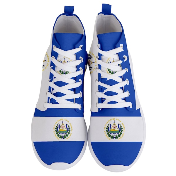 New El Salvador flag Mens Lightweight High Top Sneakers Walking Shoes Size 6 to 11.5 Free Shipping