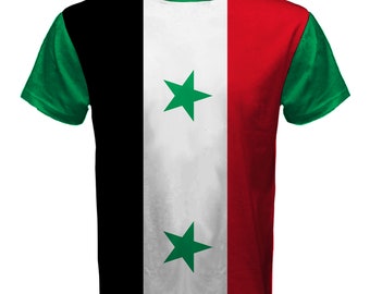 New Syria Syrian Flag Sublimated Men's Sport Full print Mesh t-shirt tee size S-5XL