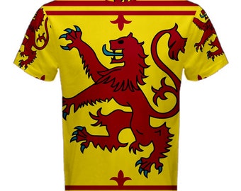 New Scotland Rampant Lion Flag Sublimated Men's Sport Full print Mesh t-shirt tee size S-4XL
