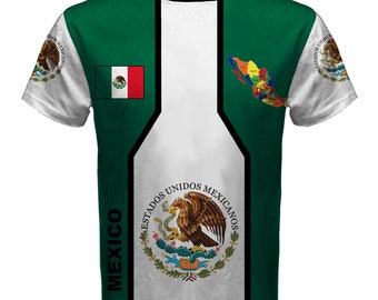 New MEXICO Mexican Country city Coat of Arms flag Sublimated Men's Sport Full print Mesh t-shirt tee size S-4XL