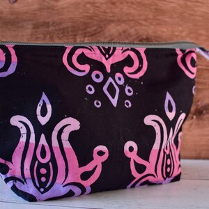 Grande pochette à fermeture éclair, sac de projet à tricoter, sac en tissu blockprint