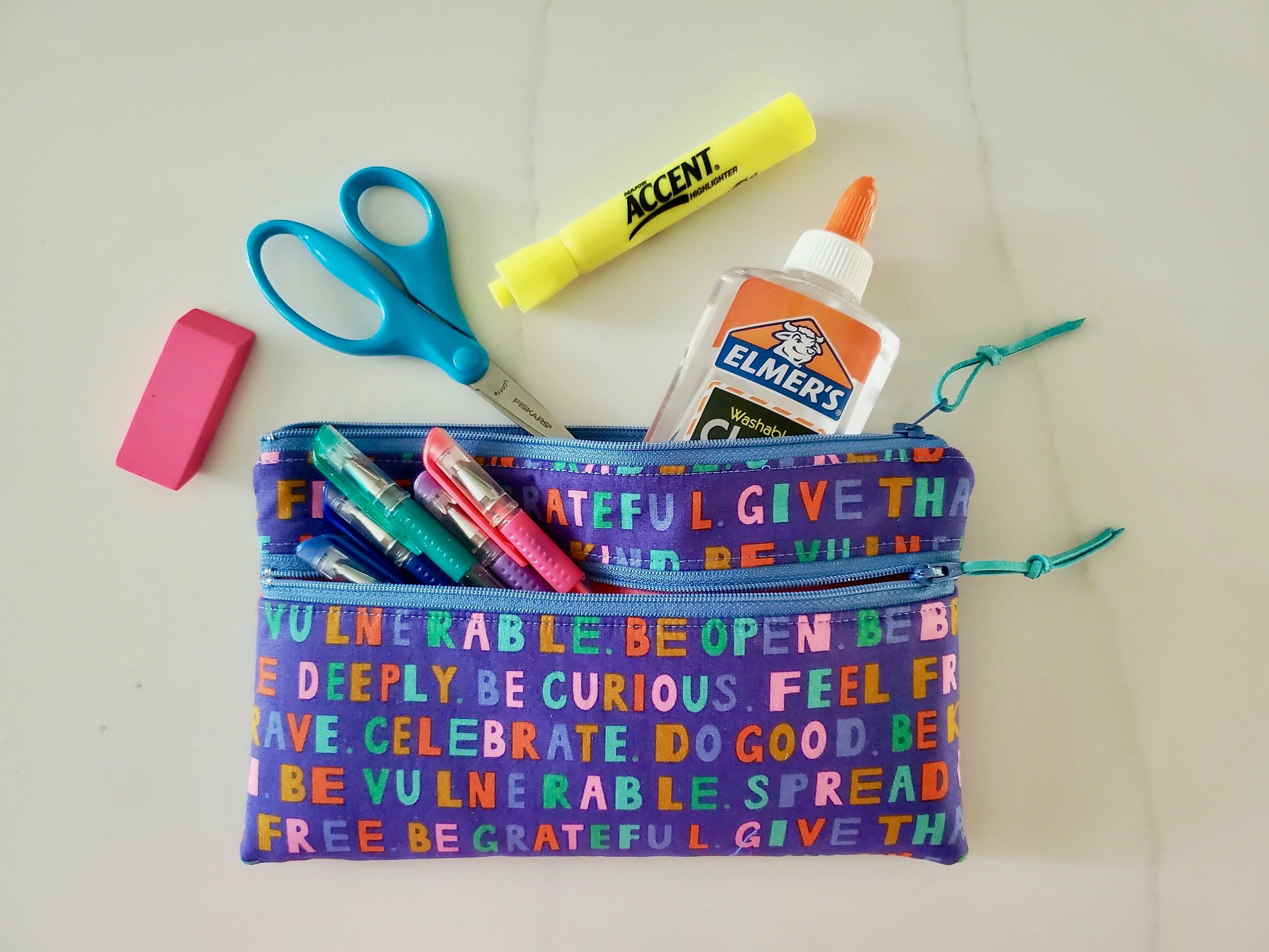 Double zipper pouch pencil case Kindle case Etsy