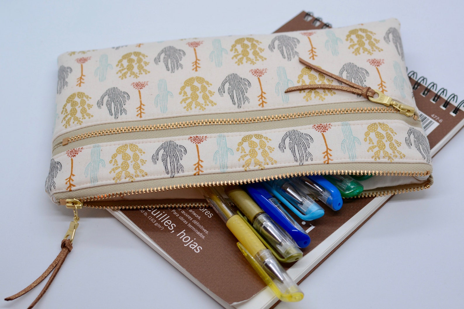 Double zipper pouch Cactus zip pouch Kindle case mini iPad Etsy
