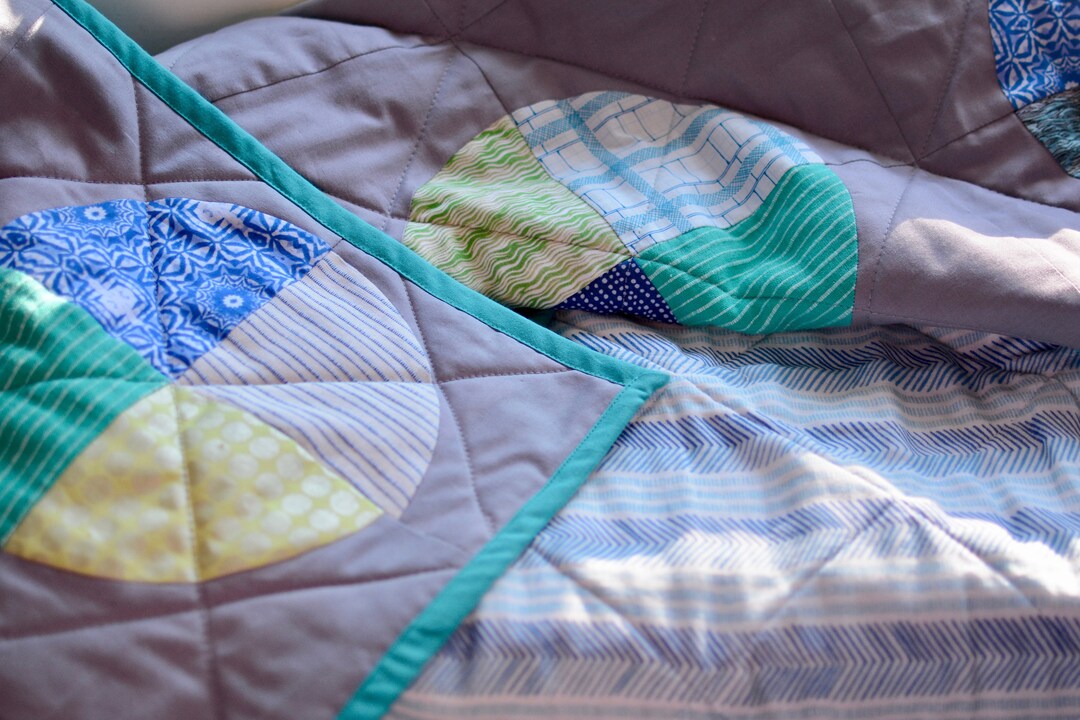 Baby Quilt, Modern Dot Baby Quilt, Blue and Green Baby Quilt Etsy