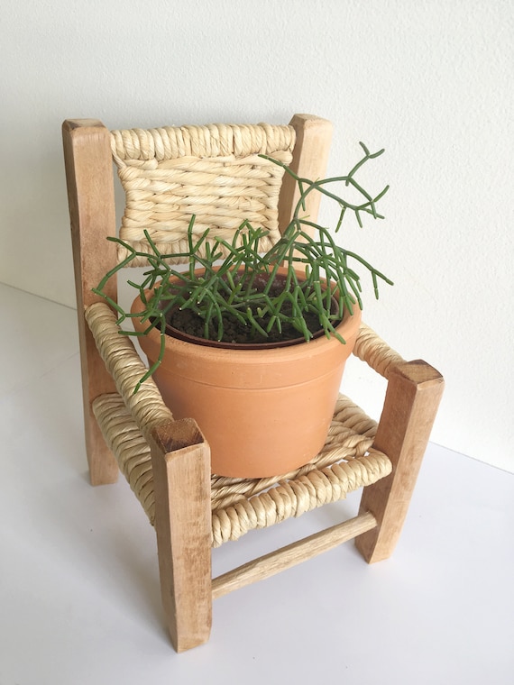 Mini Chair Plant Stand With Pot Boho Plant Stand Handmade in Brasil 