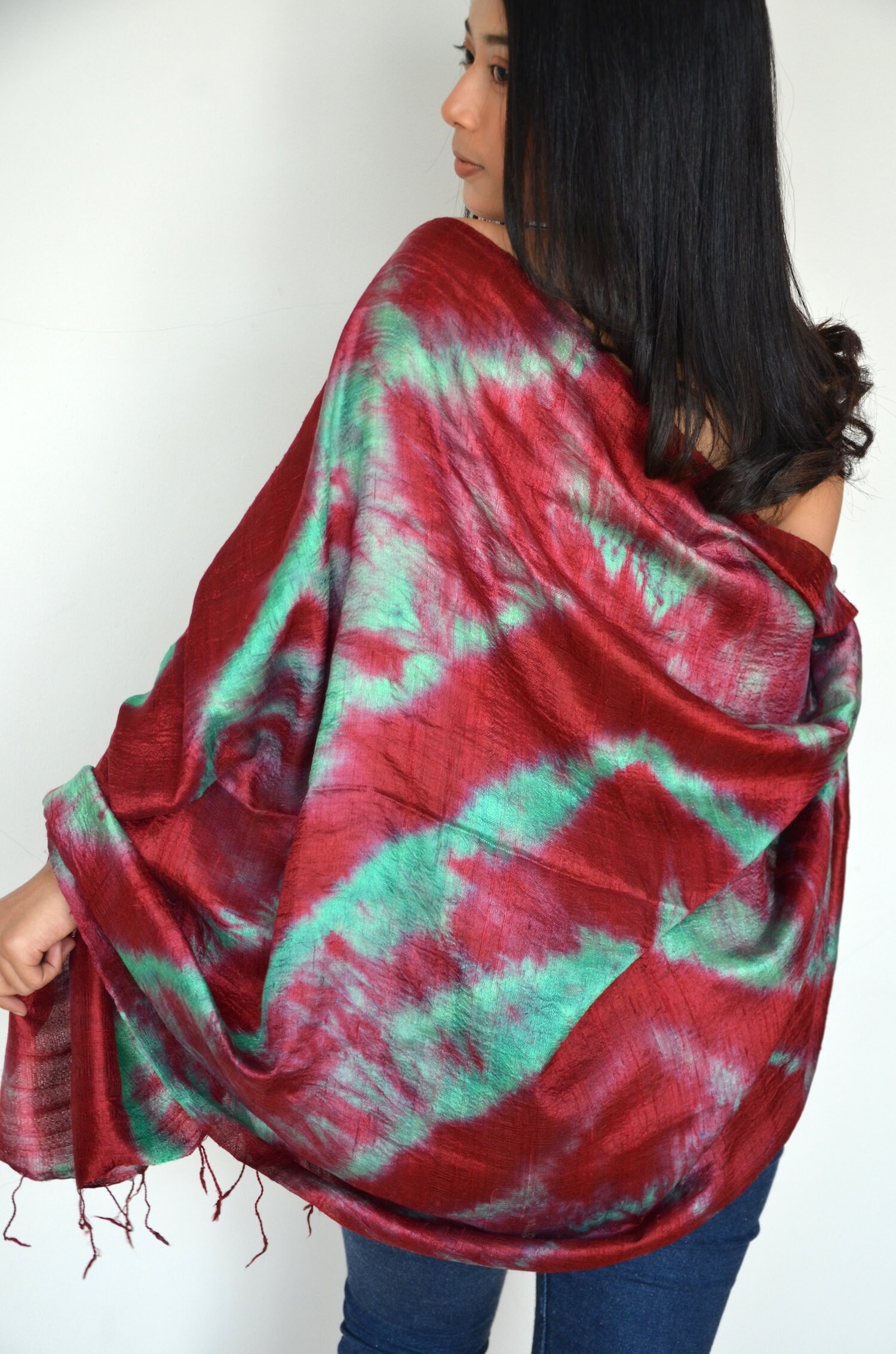 100 Silk Tie Dye Scarf Women Fashion Ethnic Style Scarf Etsy UK