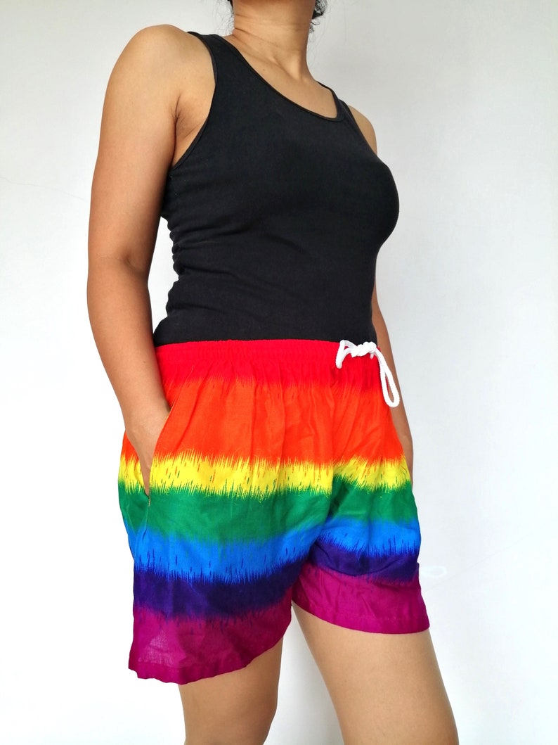 Women Shorts Fair Trade Bohemian Style Print Design Casual Beach Hippie Tribal Rayon Shorts Gypsy Rainbow Yoga Pants PN-01-SHO-20